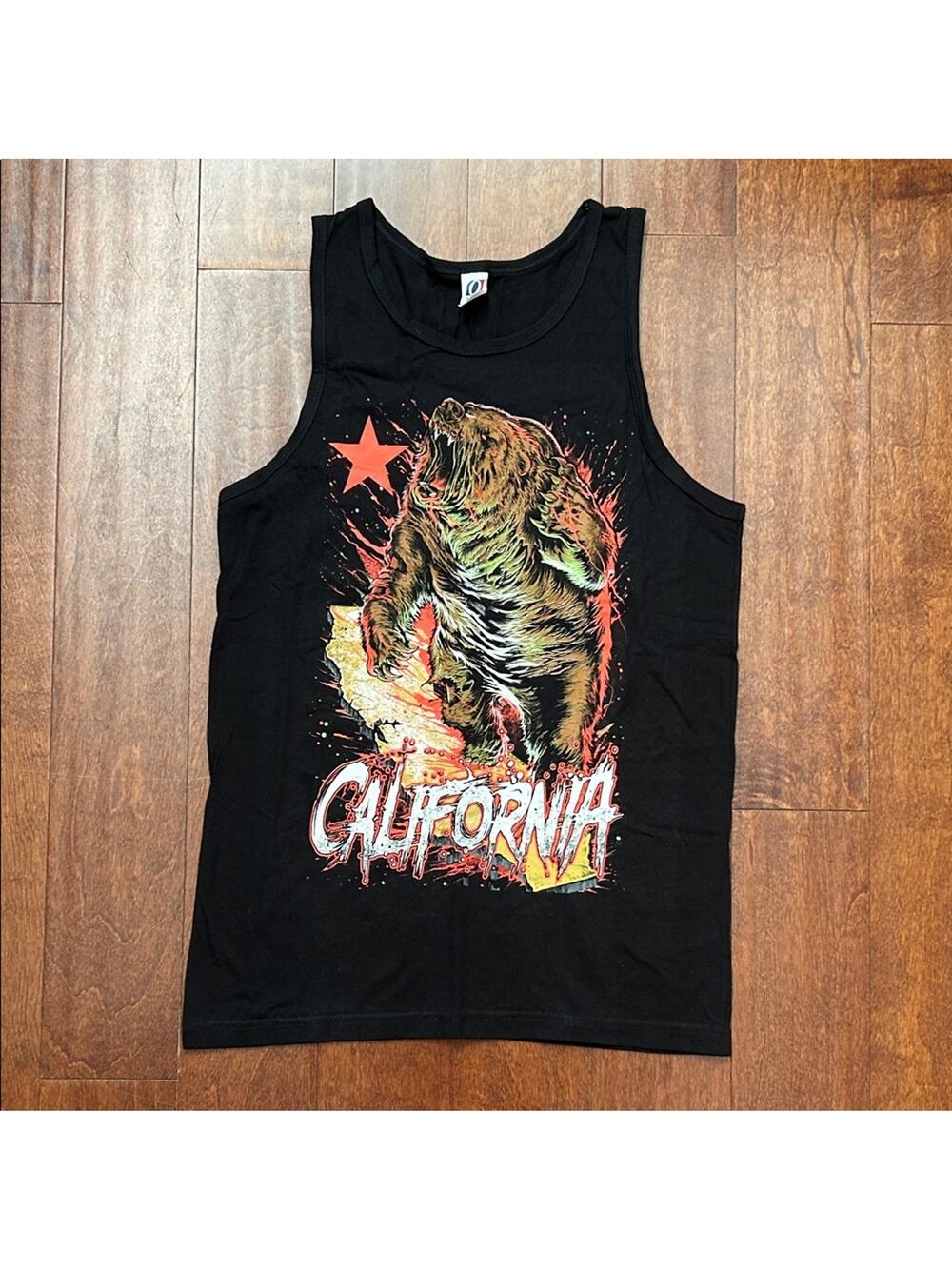 Men’s Black California Bear Cotton Tank Top Size Medium, NWOT